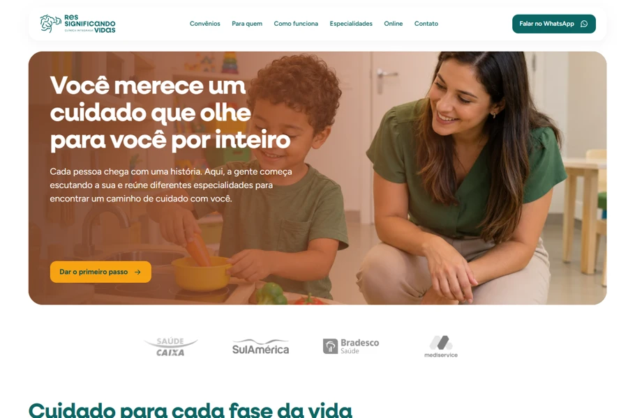 Site da Clínica Ressignificando Vidas