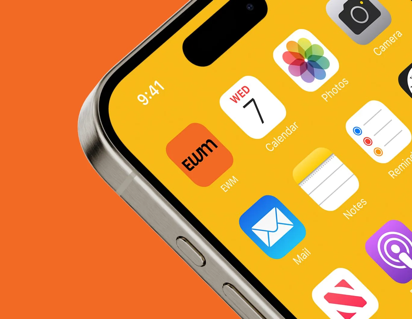 Ícone do app da EWM na tela de um celular
