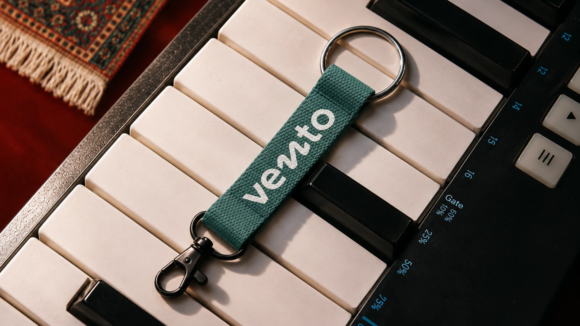 Chaveiro Vento sobre teclas de piano