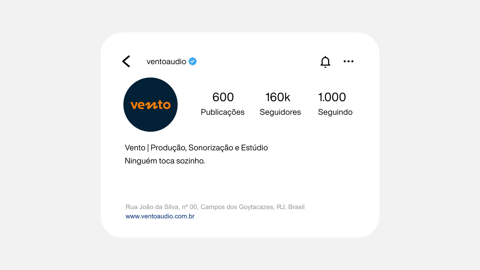 Perfil da Vento no Instagram