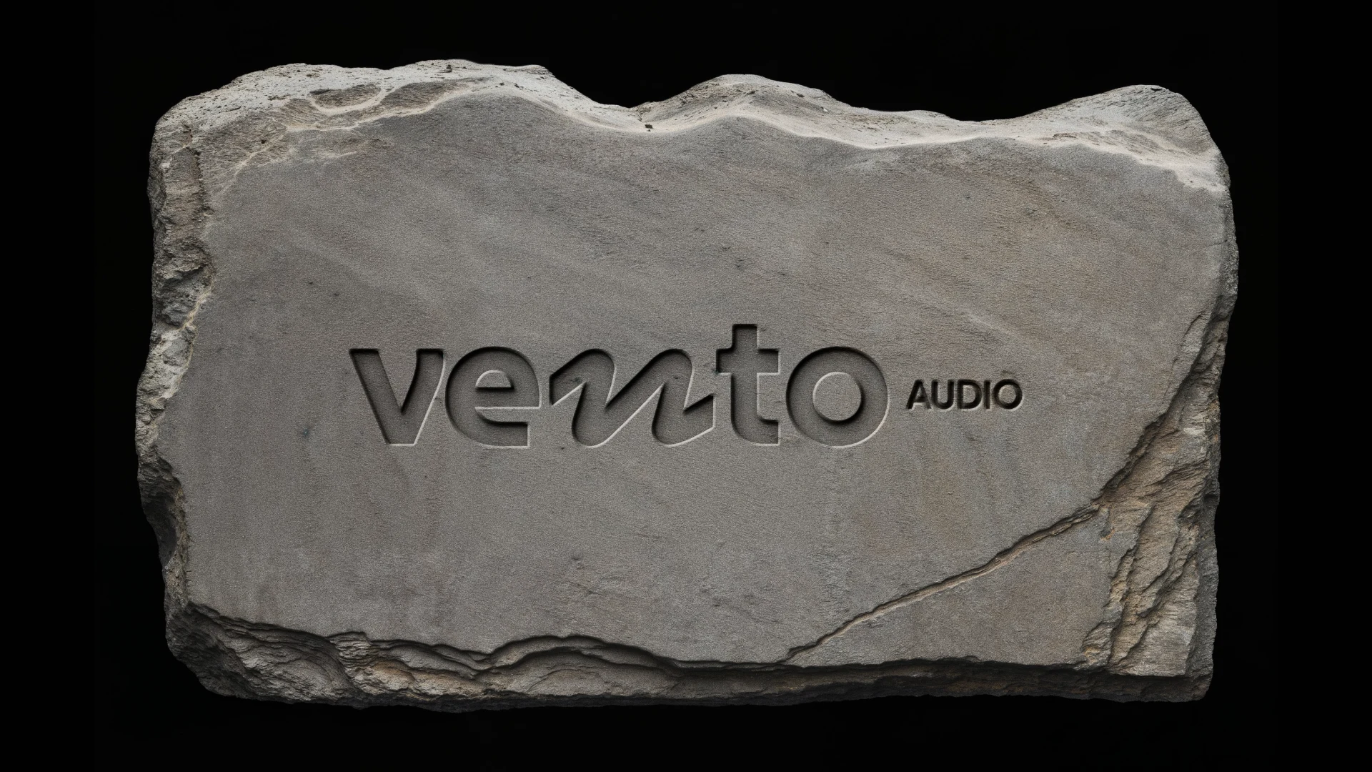 Logo Vento Audio gravado em pedra